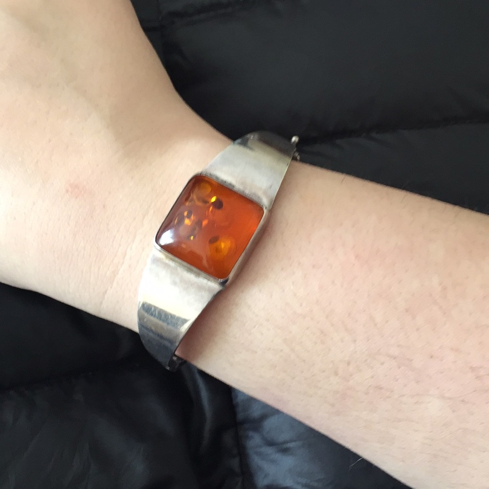 Amber 925 Sterling Silver statement Bracelet
